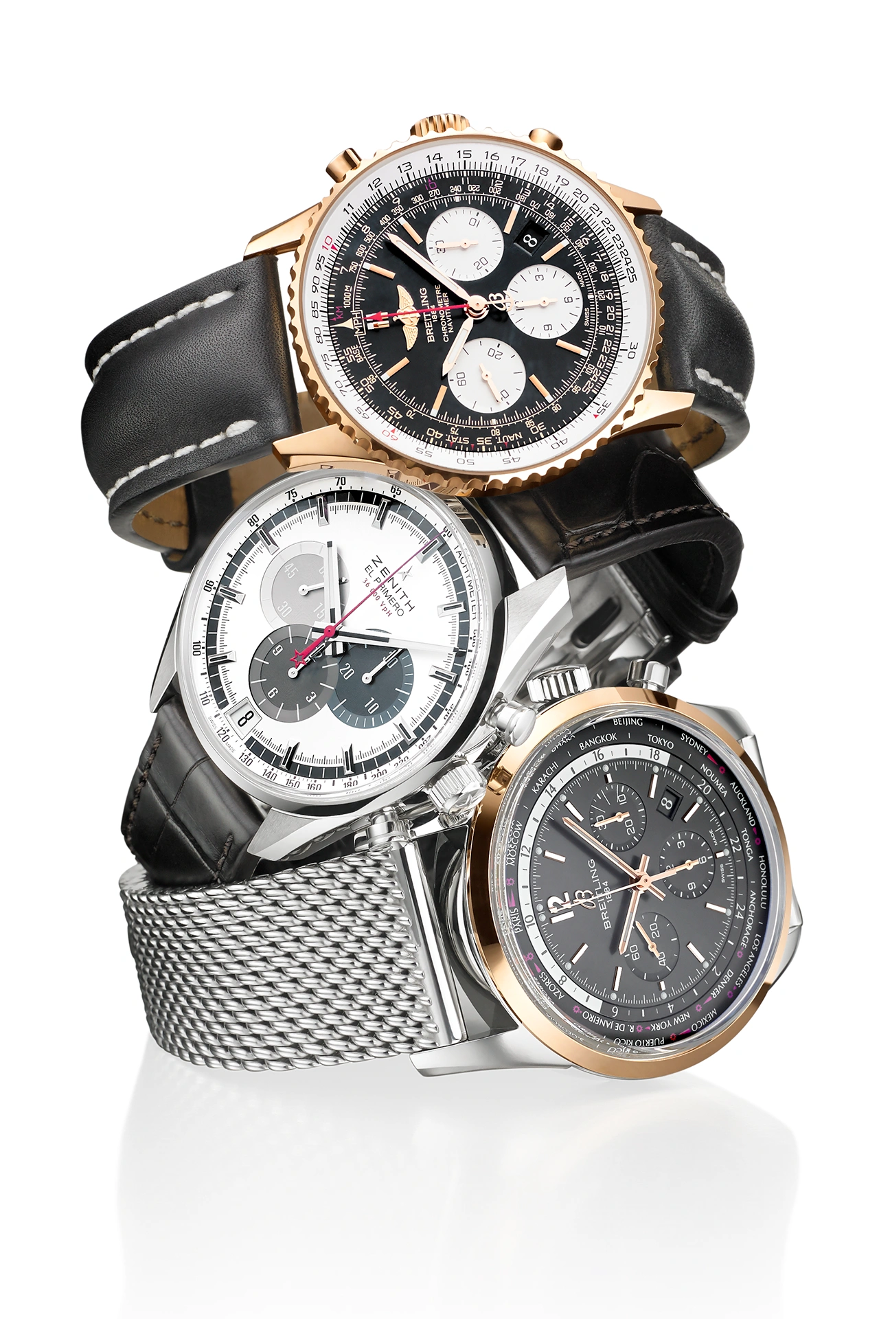 Stack of mens luxury watches