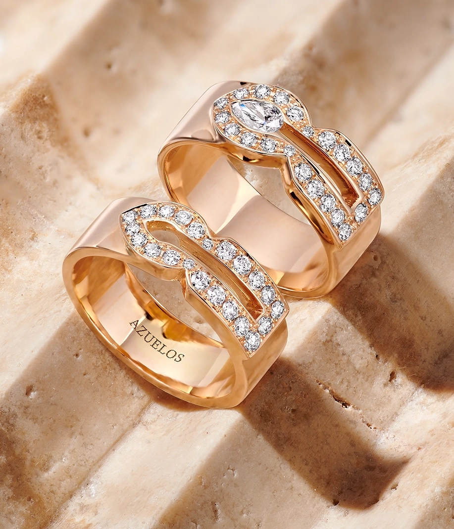 Rose gold and diamond rings