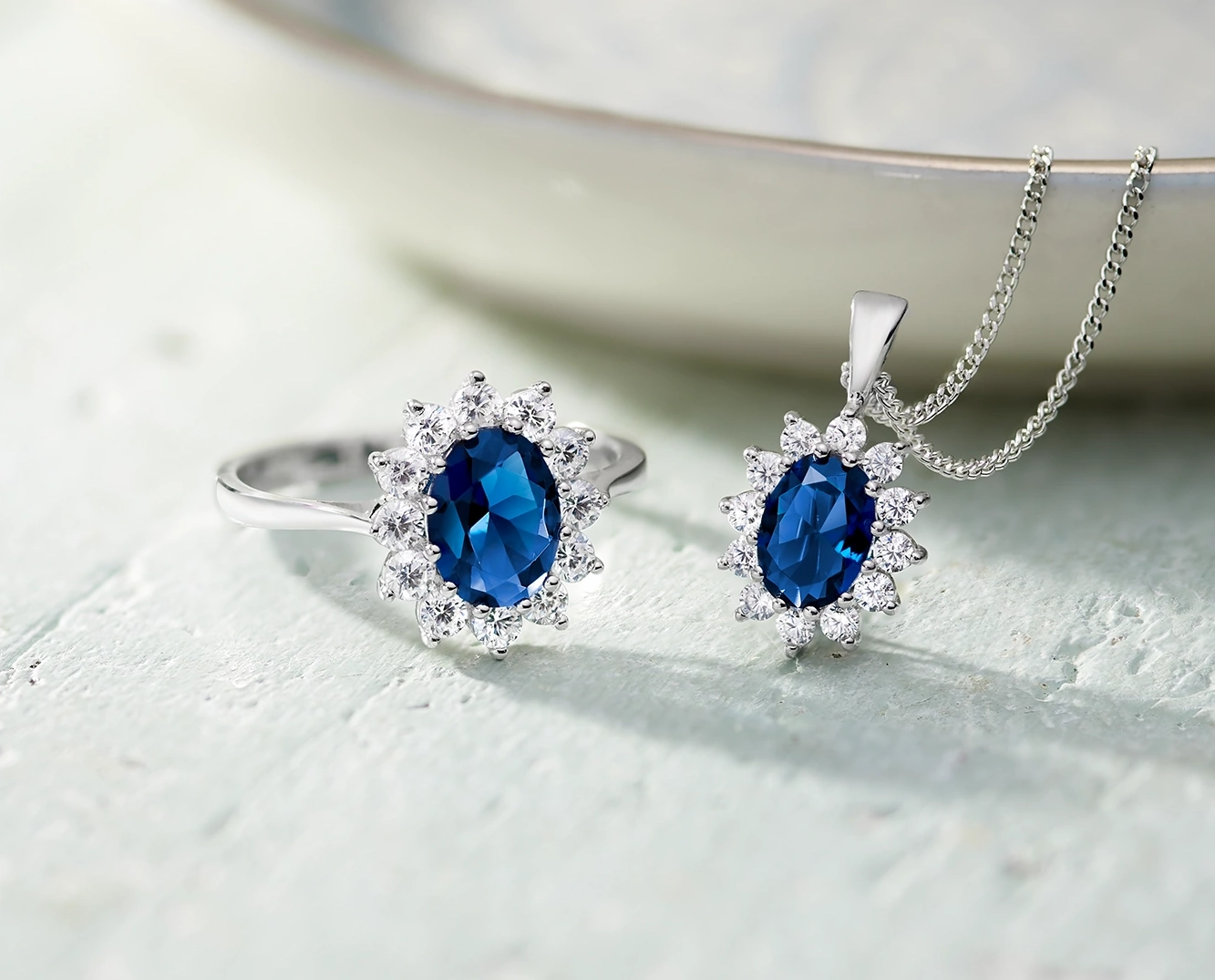 Sapphire ring + sapphire pendant