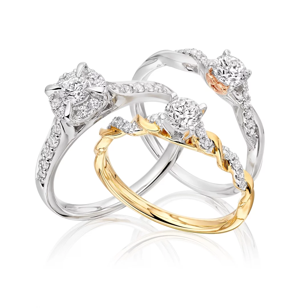 Diamond set engagement rings